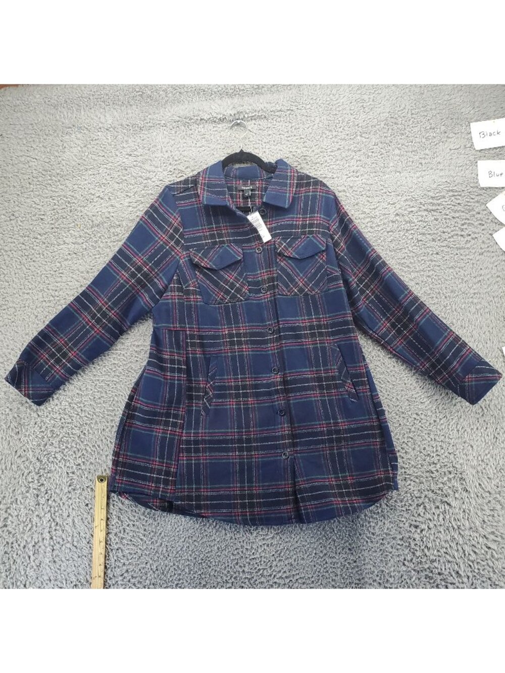 Torrid Jacket Womens 1X Blue Plaid Cotton Button-Up Shacket Lightweight *NWT*